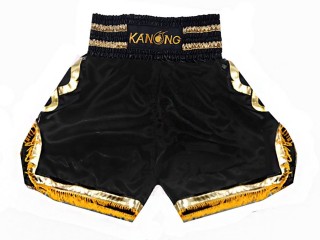 Boxing Shorts , Boxing Trunks : KNBSH-201-Black-Gold